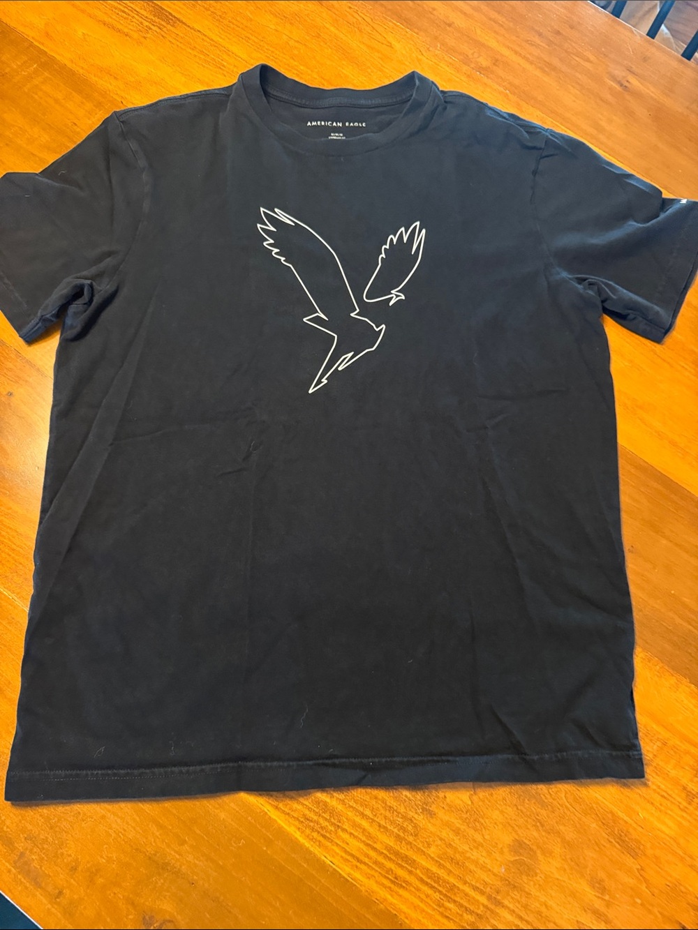 American Eagle Outfitters Black Tee with White Eagle Outline Graphic